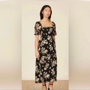 Park & Fifth | Lennox Black and metallic leaf Midi Dress